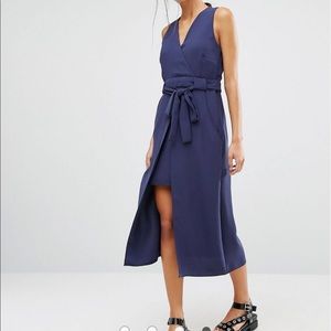 River Island Belted Overlay Dress - Navy / US 6